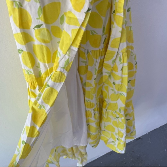 Anthropologie Hutch Lemon print V-Neck Tiered Wrap Midi Dress 37363 - Picture 7 of 16